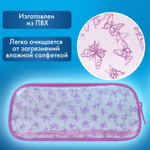 Пенал-косметичка BRAUBERG LUCENT на молнии прозрачный "Butterfly" 21х5х9 см (2 штуки в упаковке)