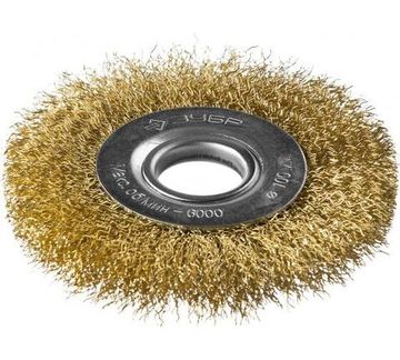 Щетка дисковая ЗУБР, витая латунированная стальная проволока 0,3мм, 100х22мм