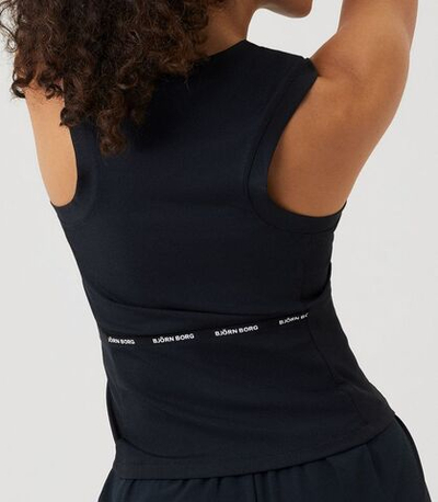 Женский топ теннисный Björn Borg Ace Rib Tank Pocket - black beauty
