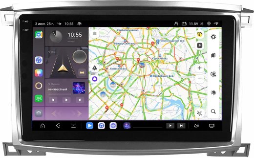 Магнитола для Toyota Land Cruiser 100, Lexus LX470 2002-2007 (климат на цветном экране) - Carmedia SF-1698-2 QLed+2K, Android 13, TS20, CarPlay, 4G SIM-слот