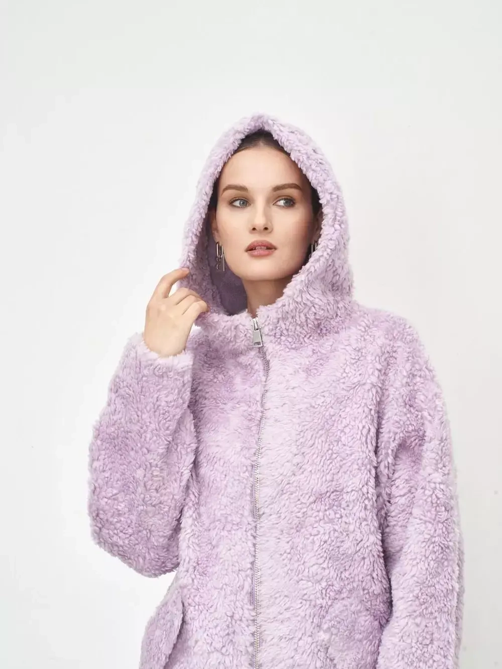 Шуба из шерсти чебурашка тедди, розовая, SilverFox