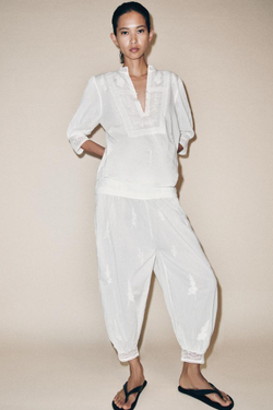 ZARA БЛУЗА С ВЫШИВКОЙ — ZW COLLECTION, ЭКРЮ