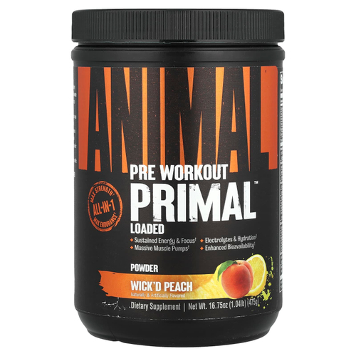 Animal, Порошок Primal ™ перед тренировкой, персиковый, 475 г (1,04 фунта)