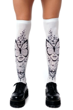 Белые гольфы с принтом в виде девушки с бабочкой (Цвет: белый)