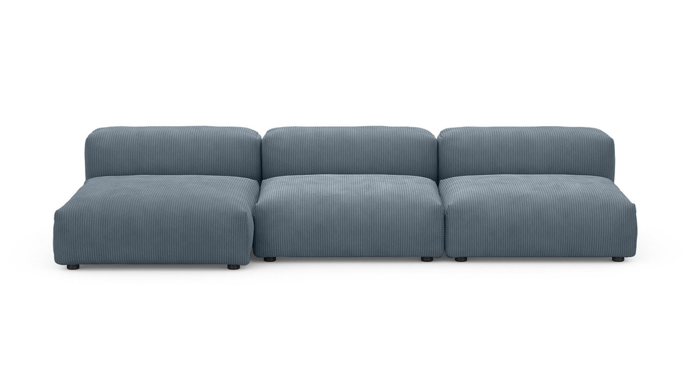 Диван с оттоманкой Фиджи (малый) Cilium Indigo 315*137*62 см, Синий Вельвет Нераскладной Фиеста