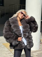 Шуба из меха финского песца 90см трансформер в 60см