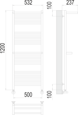 Полотенцесушитель водяной Terminus Аврора c 2-мя/п П22 500х1200