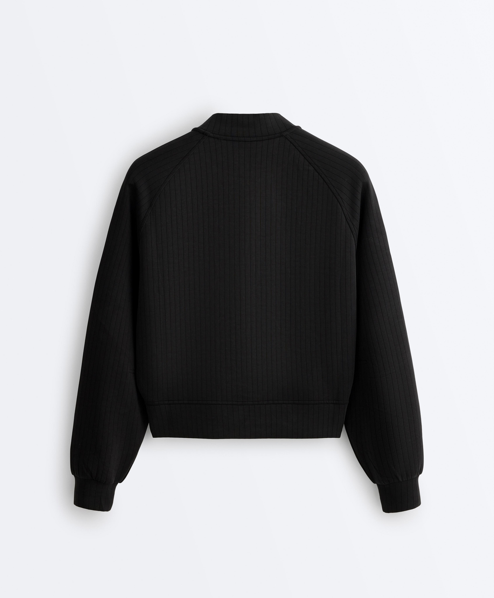 Oysho Куртка-бомбер в полоску, черный