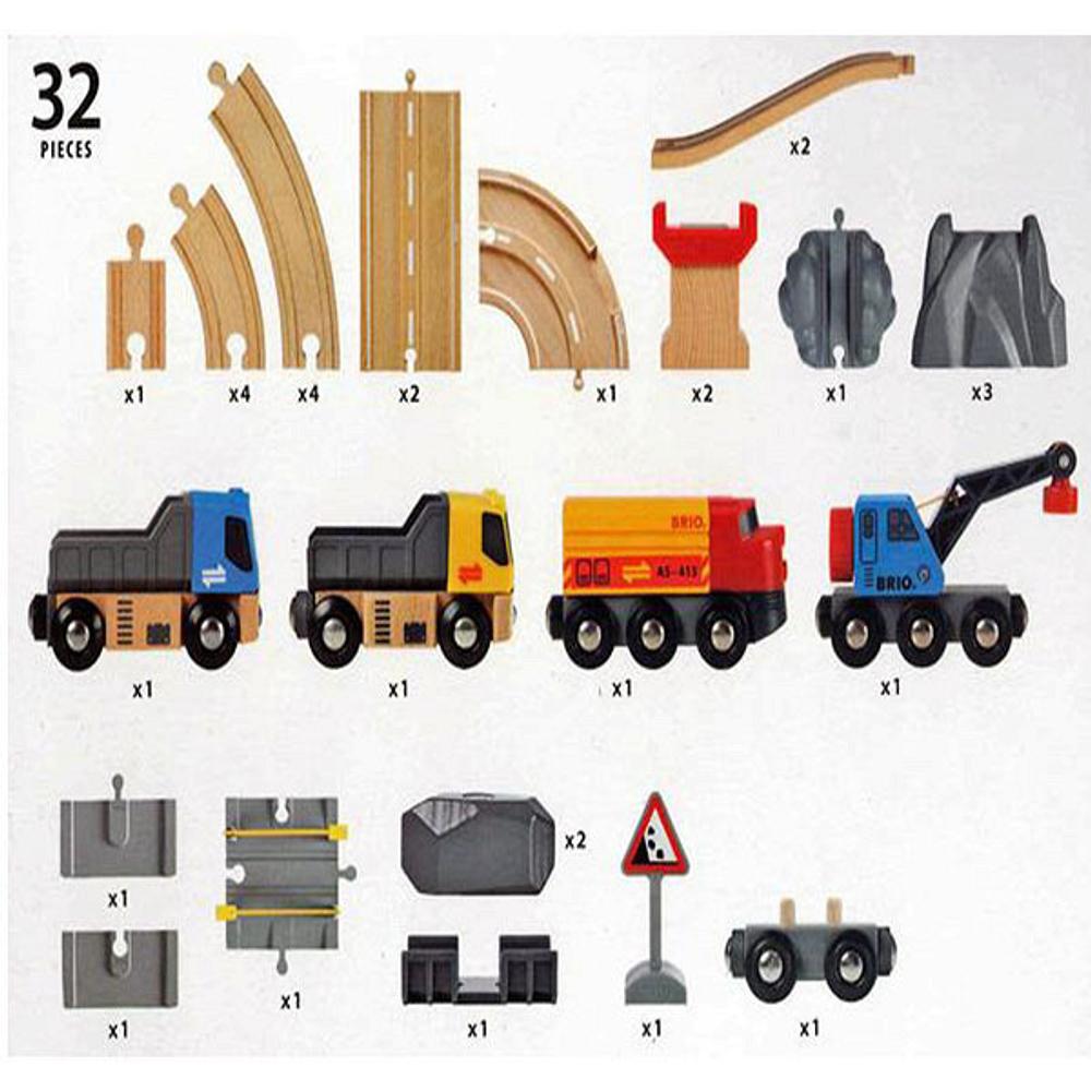 BRIO Железная дорога с автодорогой и переездом, 32 элемента