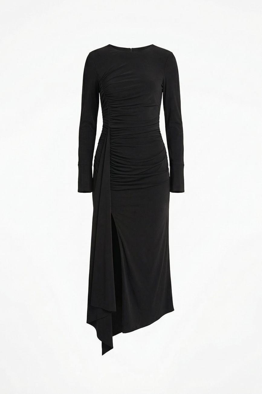 Платье трикотажное с драпировками, черный