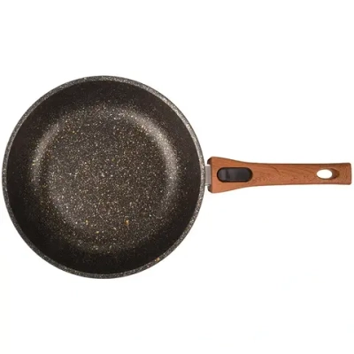 Сковорода 26*6,5см со съемной ручкой и стекл. крышкой «Granit ultra» (black-gold) сгбг263а