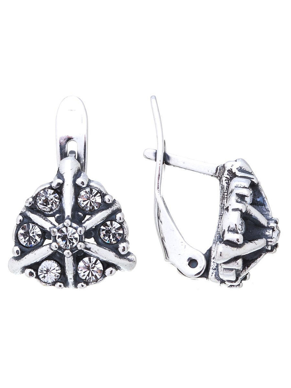 "Баль" серьги в серебряном покрытии  из коллекции "Snow" от Jenavi с английским замком