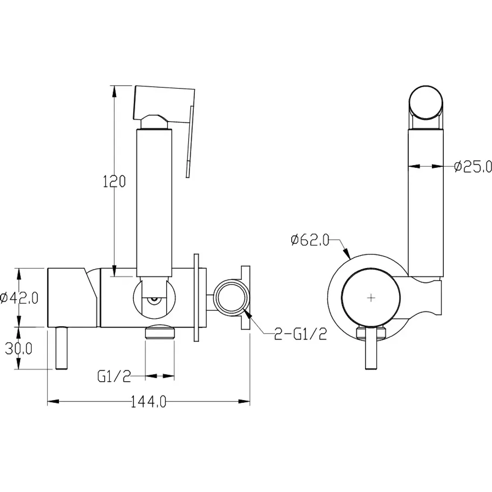 Гигиенический душ Boheme Uno 467-BCR С ВНУТРЕННЕЙ ЧАСТЬЮ, со смесителем