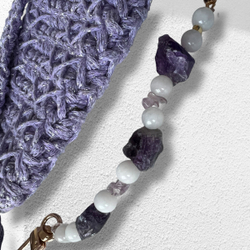 Сумка-чехол. Вставки из камней. Аметист и Розовый кварц