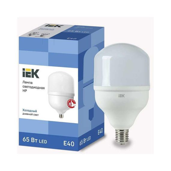 Лампа светодиодная сверхмощная IEK E40 65W 6500K матовая LLE-HP-65-230-65-E40