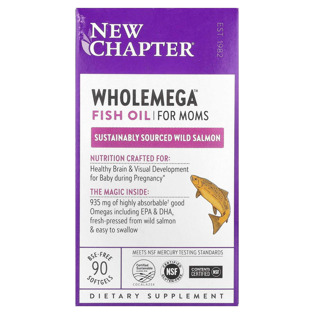 New Chapter, Wholemega, рыбий жир для здоровья мам, 90 мягких таблеток