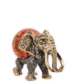 Народные промыслы AM-1381 Фигурка «Мамонт» (латунь, янтарь)