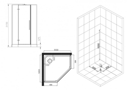 Кабина душевая Esbano (Эсбано) ESM-PENTA-90 L, с низким поддоном, с гидромассажем, 90х90х215