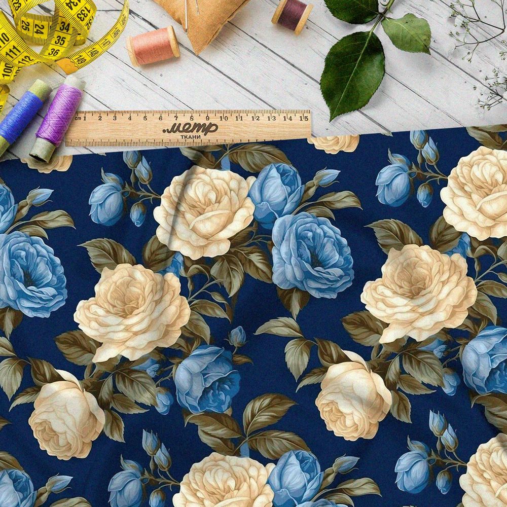 Ткань премиум шелк искусственный Армани романтическая роза