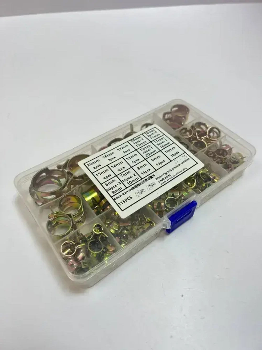 Набор пружинных самозажимных хомутов 115 штук 6мм-22мм