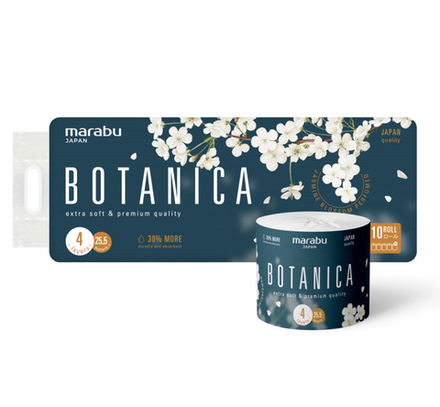 MARABU Botanica, 4-слойная, 25.5 м, 10 рулонов Бумага туалетная