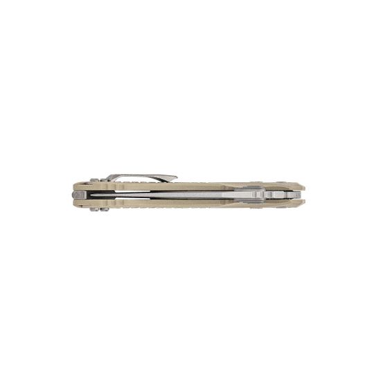Нож Microtech 137RL-10FRGTTA Amphibian Ram-Lok S/E - нож складной, рук-ть бежев. G10/Frag, стоунвош клинок