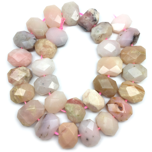 Розовый опал 14х11 мм, граненые бусины
