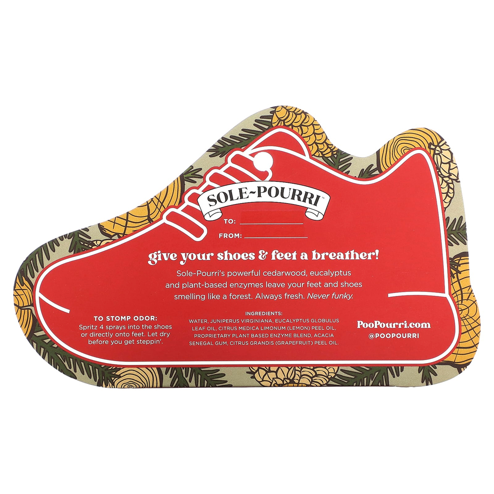 Poo-Pourri, Sole-Pourri™ Shoe+ Foot, средство для устранения запаха, борющееся с неприятным запахом, кедр и эвкалипт, 10 мл (0,34 жидк. унции)