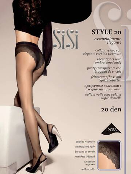 SISI Style колготки c ажур. трусиками 20 den nero р.4 (L)