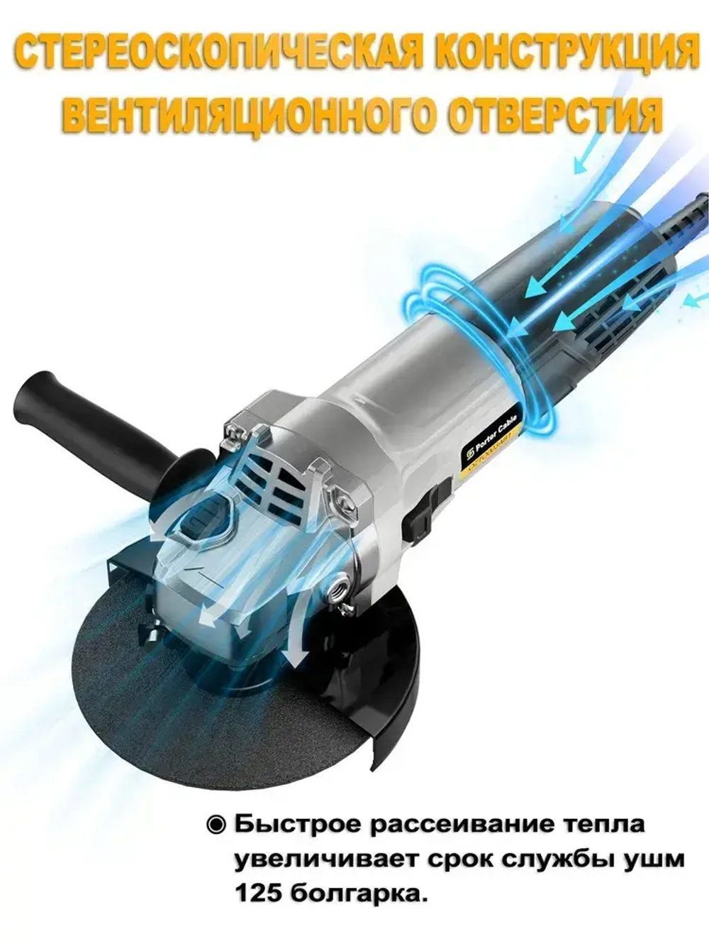 Шлифмашина угловая, УШМ, болгарка 125 мм с регулировкой оборотов , 900 Вт, Содержит 1 пару перчаток