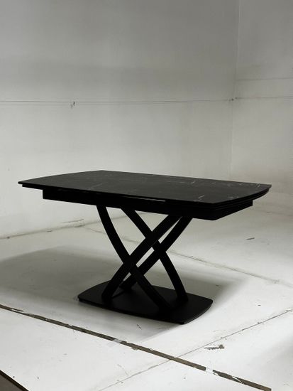 Стол FOGGIA 140 KL-116 Черный мрамор матовый, итальянская керамика/черный каркас