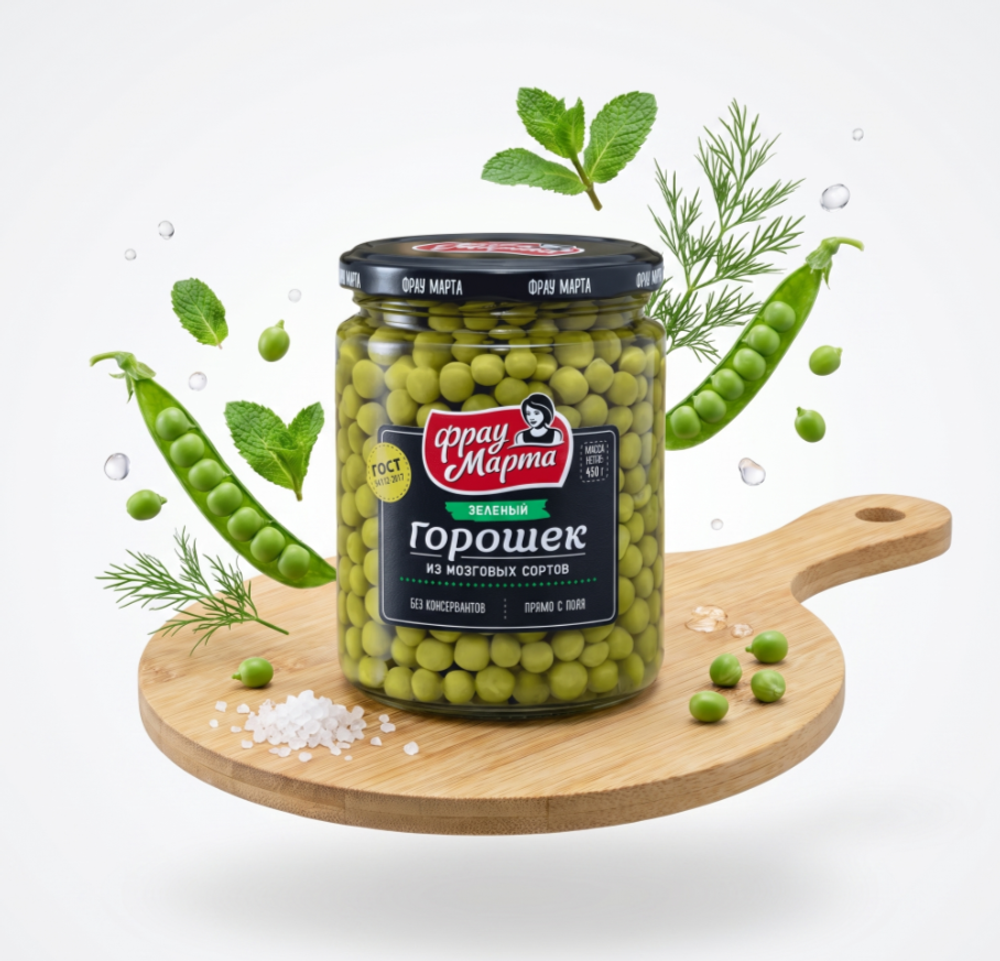 Зеленый горошек, 450гр Фрау Марта, Беларусь