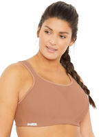 Спортивный бюстгальтер с контролем отскока и мягкой конструкцией каркасов (Размер: 85D) (Цвет: карамель (темно-бежевый))