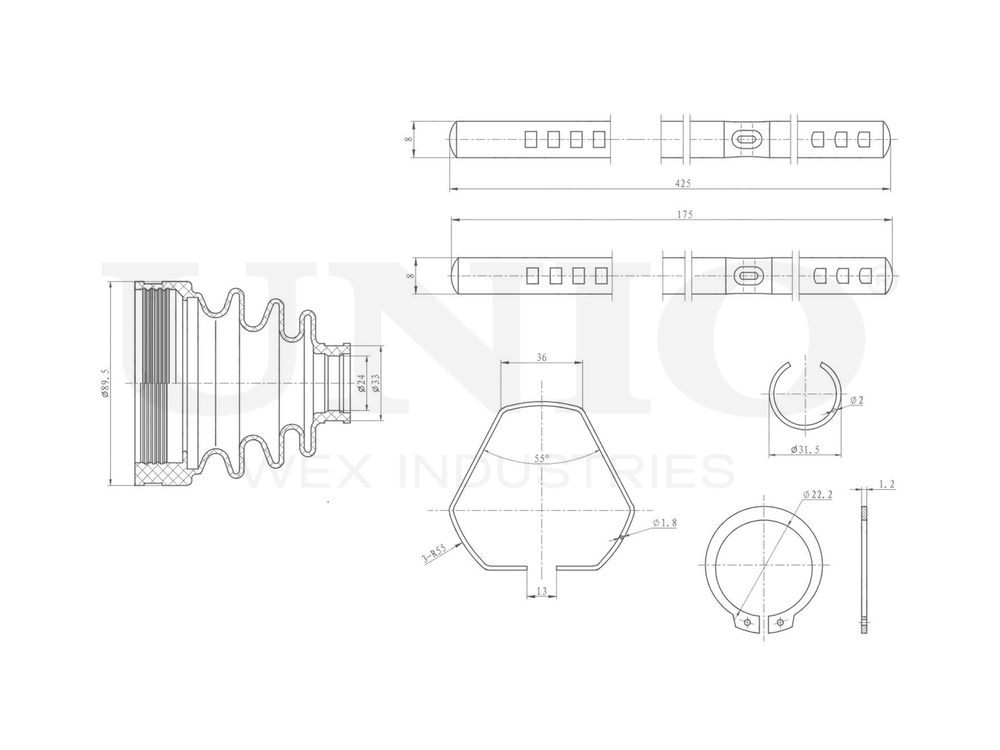Пыльник ШРУСа (к-т) UNIO DUC-30002K