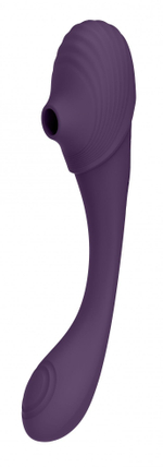 Фиолетовый двусторонний гибкий импульсно-волновой вибромассажер Mirai - 23,4 см.