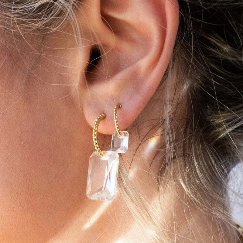 Серьги Мини Кристальные – Золото