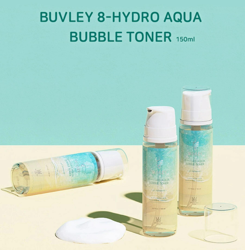 Buvley Нежный аква-мусс для увлажнения кожи с океаническим комплексом  8-Hydro Aqua Bubble Toner 150 мл