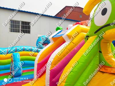 Коммерческий надувной батут "Парк развлечений 2" 12*7*7 м без фигуры клоуна