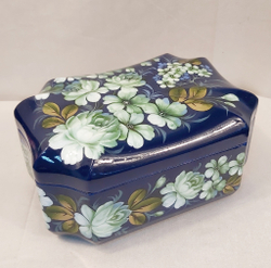Шкатулка "Цветы на синем" с жостовской росписью