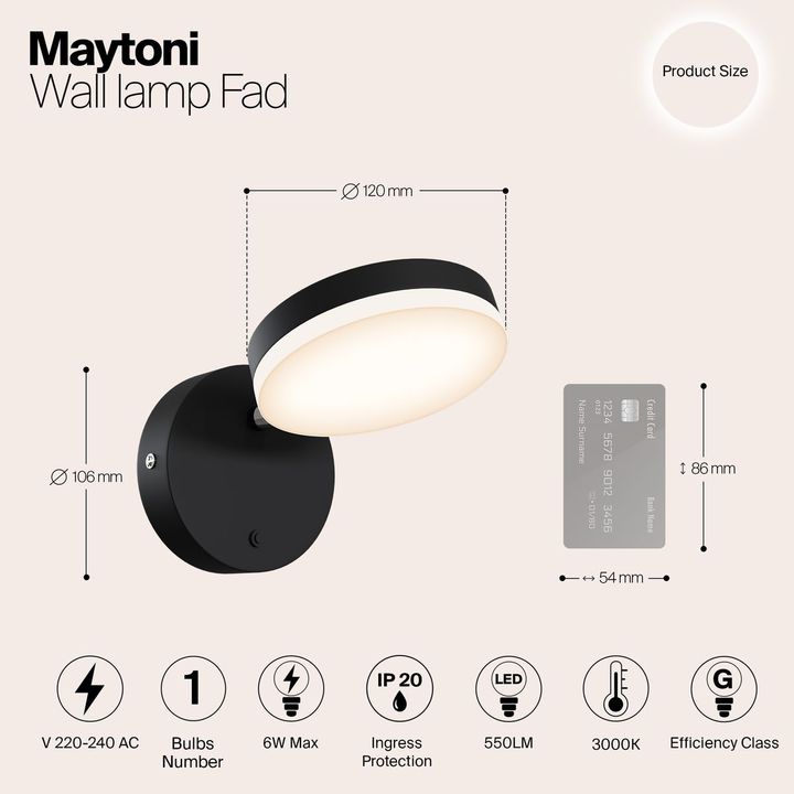 Настенный светильник Maytoni Fad MOD070WL-L8B3K