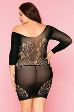 Платье-сетка и стринги Candy Girl Merimba, 2XL (Цвет: черный)