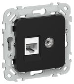 FLITE Розетка 2-местная RJ45/TV категория 5Е UTP РКТВ5е-2-0-ФлЧ черный IEK