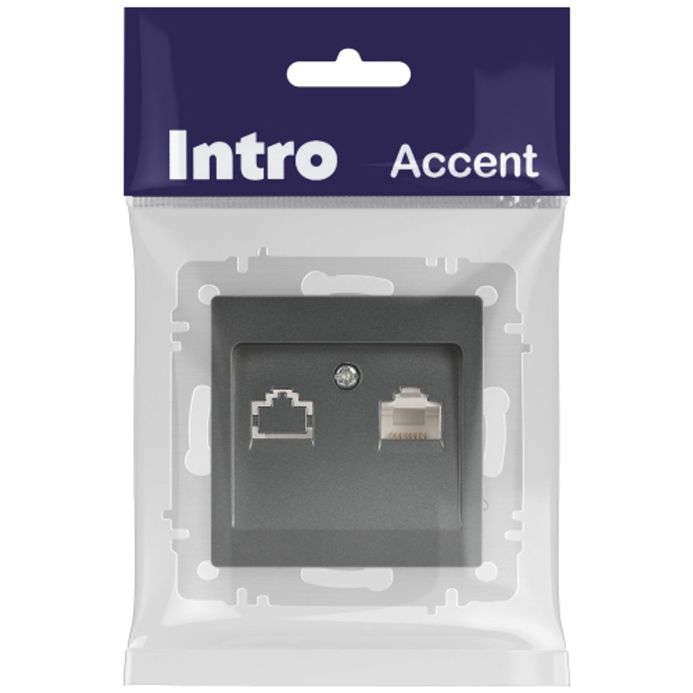 Розетка Intro Accent 6-303-07 информационная RJ45, IP20, СУ, графит