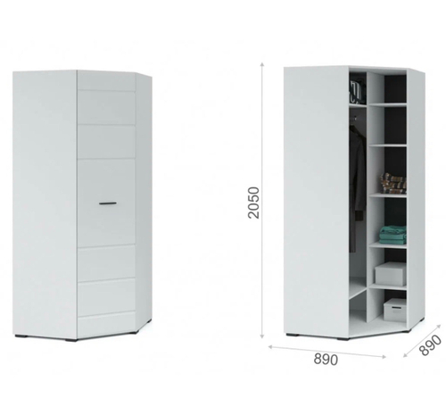 Шкаф угловой Спальня Йорк (Белый жемчуг/Белый глянец)