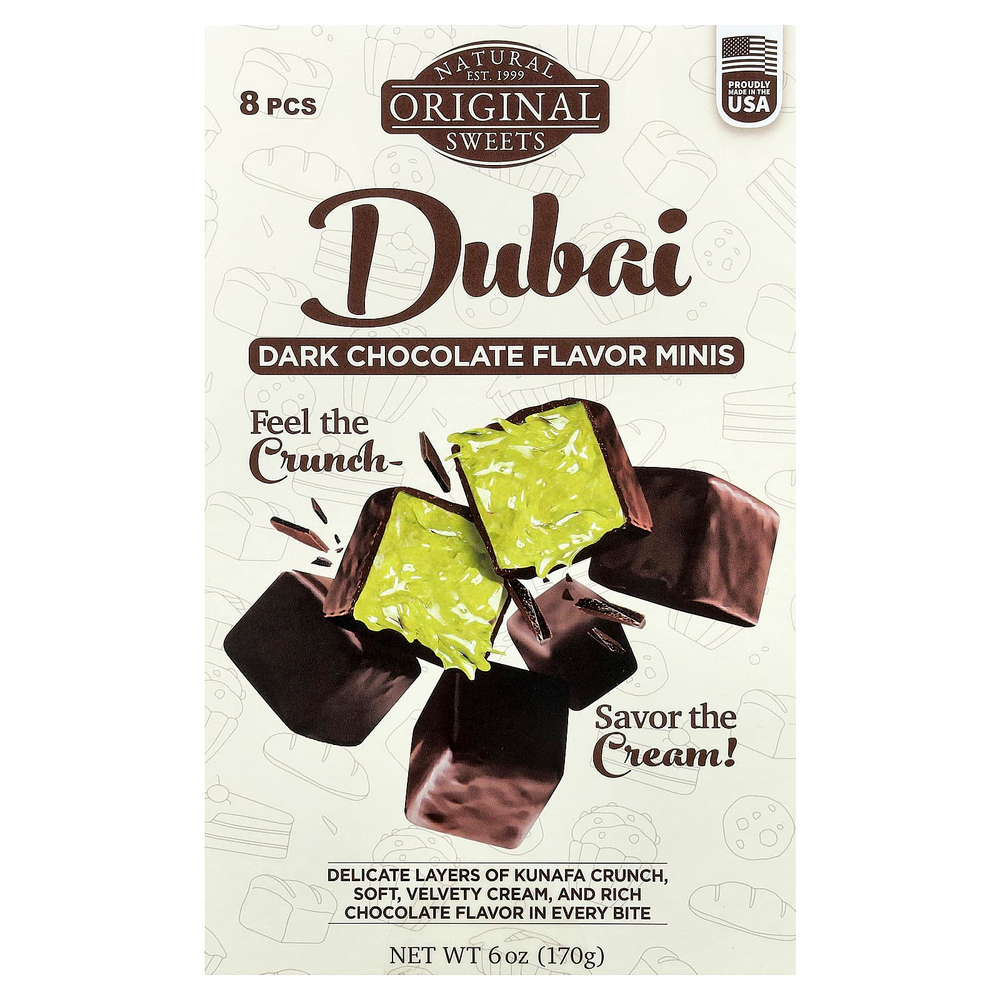 Original Natural Sweets, Дубай, мини-капсулы с темным шоколадом, 8 шт., 170 г (6 унций)