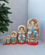 Матрешка Москва жжёнка 5 мест 18см