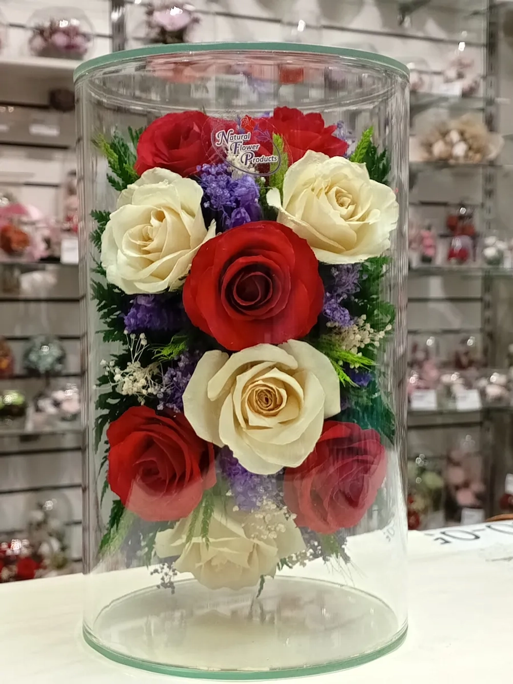 натуральные цветы в стекле, вакуум