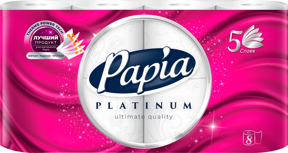 Papia Platinum Туалетная бумага 5сл 8шт