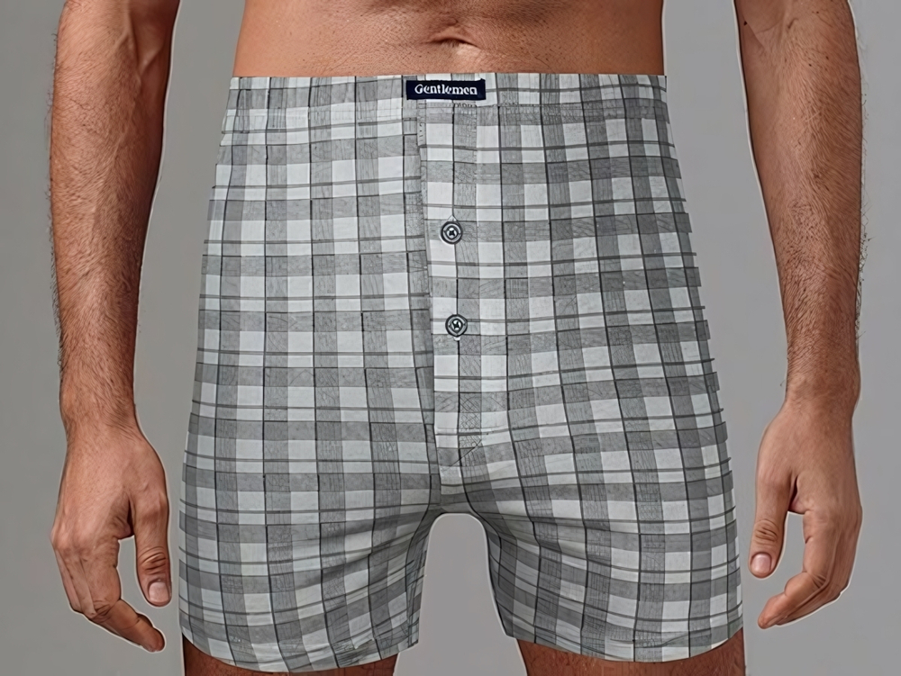 Мужские трусы-боксеры в серую клетку (Размер: XXXL) (Цвет: голубой)