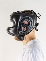 Шлем боксерский LEADERS LS с бамперной защитой BK кожа черный